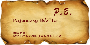 Pajenszky Béla névjegykártya